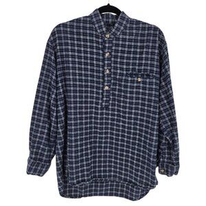 Lee valley ireland mens medium blue cotton pop over long sleeve flannel